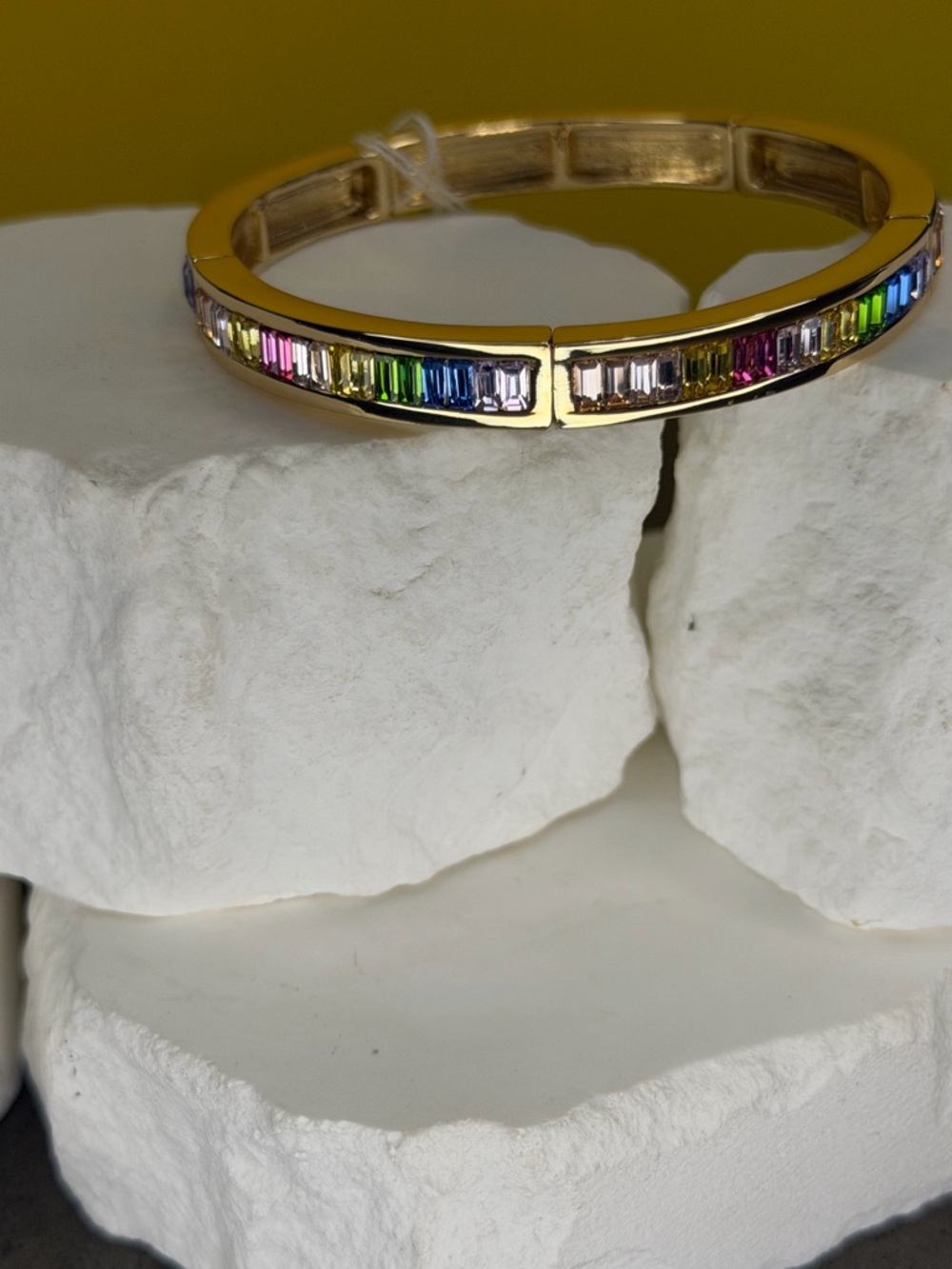Park Lane Women’s Funfetti Bracelet Gold Tone Rainbow Baguette Crystal Bangle - Picture 3 of 5